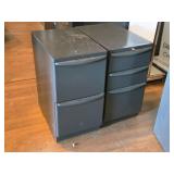 Lot of (2) Metal Rolling File Cabinets - 2 drawer and 3-drawer 15" x 24" x 28-1/2"