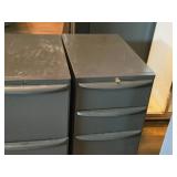 Lot of (2) Metal Rolling File Cabinets - 2 drawer and 3-drawer 15" x 24" x 28-1/2"