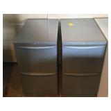 Lot of (2) Metal Rolling File Cabinets 2-drawer 15" x 24" x 28-1/2"