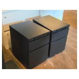 Lot of (2) Metal Rolling File Cabinets 2-drawer 14-1/2" x 19" x 21-1/2"