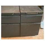 Lot of (2) Metal Rolling File Cabinets 2-drawer 14-1/2" x 19" x 21-1/2"