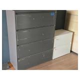 Lot of (2) Filing Cabinets - 4-drawer (grey, no key), 2-drawer (cream, with key)