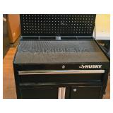 Husky® Rolling Tool Box with Peg Board Back and Built-In 125V/15A Power Cord with USB Ports 2-door/1-drawer