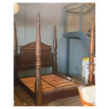Queen Size Wood 4-Post Bed Frame