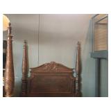 Queen Size Wood 4-Post Bed Frame