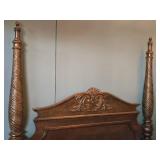 Queen Size Wood 4-Post Bed Frame