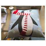 17" Penguin Winter theme Throw Pillow