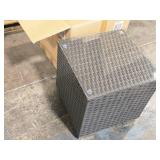 Glass Top / Wicker Outdoor Side Table 18" x 18" x 18"