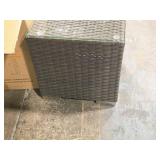 Glass Top / Wicker Outdoor Side Table 18" x 18" x 18"