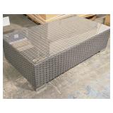 Glass Top / Wicker Outdoor Patio Coffee Table 43" x 24" x 12"