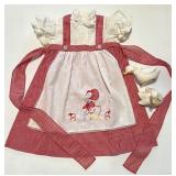 Little Tots Origin Red Gingham Dress with Duck Embroidery and Pair of Ceramic Duck Figurines