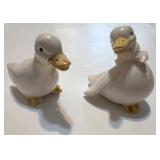 Little Tots Origin Red Gingham Dress with Duck Embroidery and Pair of Ceramic Duck Figurines