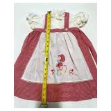 Little Tots Origin Red Gingham Dress with Duck Embroidery and Pair of Ceramic Duck Figurines