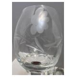 Toscany Hand-Made Etched Glass Decanter with Stopper and 4 Wine Glasses Set