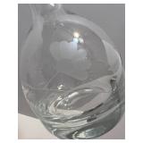 Toscany Hand-Made Etched Glass Decanter with Stopper and 4 Wine Glasses Set