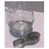 Toscany Hand-Made Etched Glass Decanter with Stopper and 4 Wine Glasses Set