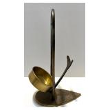 Vintage Brass Decor Collection with Candle Holder, Picture Frame, Dishes, and Napkins