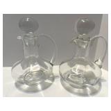 Set of 4 Glass Serveware Pieces Including Pitcher, Bowl, and Cruets