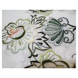 Vintage Hand Wrought Aluminum Tray, Etched Glass Server, and Embroidered Linens Set