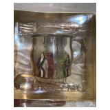 Baby Silver-Plated Cup Set with Two Vintage Quilted Blankets