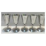 Mixed Lot of Vintage Silverstone Spain Metal Goblets, Glass Cordials, and Brandy Snifters