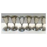 Mixed Lot of Vintage Silverstone Spain Metal Goblets, Glass Cordials, and Brandy Snifters