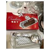 Vintage Mixed Lot of Silverplate Trays, Glassware, and Serving Pieces