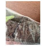 Antique Slag Glass Panel Table Lamp with Scenic Metal Overlay