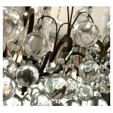 Brass and Glass Crystal Chandelier with Hanging Globes
