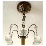 Brass and Glass Crystal Chandelier with Hanging Globes