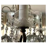 Brass and Glass Crystal Chandelier with Hanging Globes