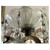 Brass and Glass Crystal Chandelier with Hanging Globes