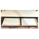 Vintage Dental Cabinet with 14 Metal Drawers and Glass Pulls