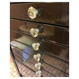 Vintage Dental Cabinet with 14 Metal Drawers and Glass Pulls