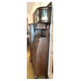 Antique Oak Secretary Bookcase with Curio Cabinet and Stained Glass