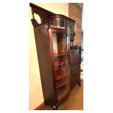 Antique Oak Secretary Bookcase with Curio Cabinet and Stained Glass