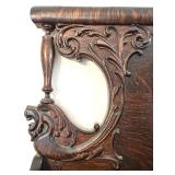 Antique Oak Secretary Bookcase with Curio Cabinet and Stained Glass