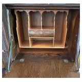 Antique Oak Secretary Bookcase with Curio Cabinet and Stained Glass