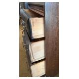 Antique Oak Secretary Bookcase with Curio Cabinet and Stained Glass