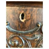 Antique Oak Secretary Bookcase with Curio Cabinet and Stained Glass