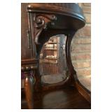 Antique Oak Secretary Bookcase with Curio Cabinet and Stained Glass