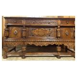 Antique Carved Wood Sideboard Cabinet with Drawers