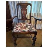 Dining Table with 9 Chairs, Floral Upholstered Seats