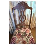 Dining Table with 9 Chairs, Floral Upholstered Seats