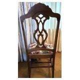 Dining Table with 9 Chairs, Floral Upholstered Seats