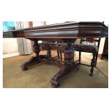 Dining Table with 9 Chairs, Floral Upholstered Seats