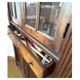 Beautiful Antique Wooden Corner Cabinet with Glass Doors