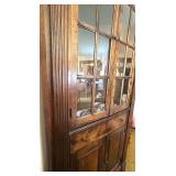 Beautiful Antique Wooden Corner Cabinet with Glass Doors