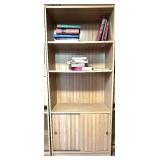 Tall Wood Veneer Bookcase with Cabinet Base