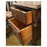 Antique Vanity Desk with Carved Details and Inlay